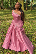 Corset Evening Gown with Beaded Asymmetric Skirt