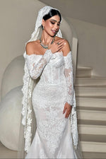 Off-the-Shoulder Lace Mermaid Wedding Dress