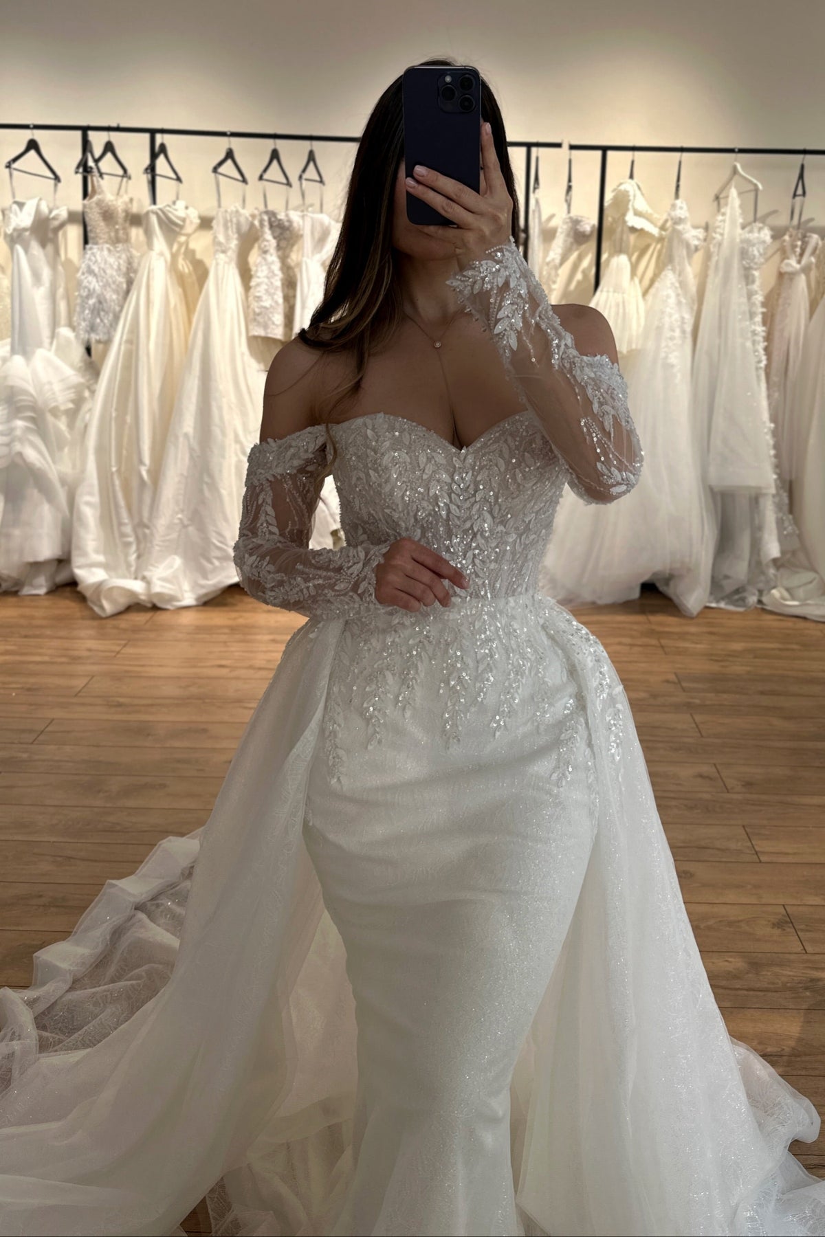Beaded Mermaid Wedding Dress with Overskirt