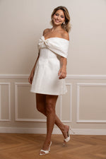 Off-the-Shoulder Jacquard Mini Wedding Dress