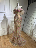 Off-the-Shoulder Floral Embroidery Mermaid Gown