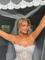 Strapless Lace Corset Ball Gown Wedding Dress