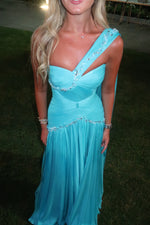 One Shoulder Crystal Embellished Evening Gown
