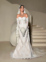 Off-the-Shoulder Lace Mermaid Wedding Dress