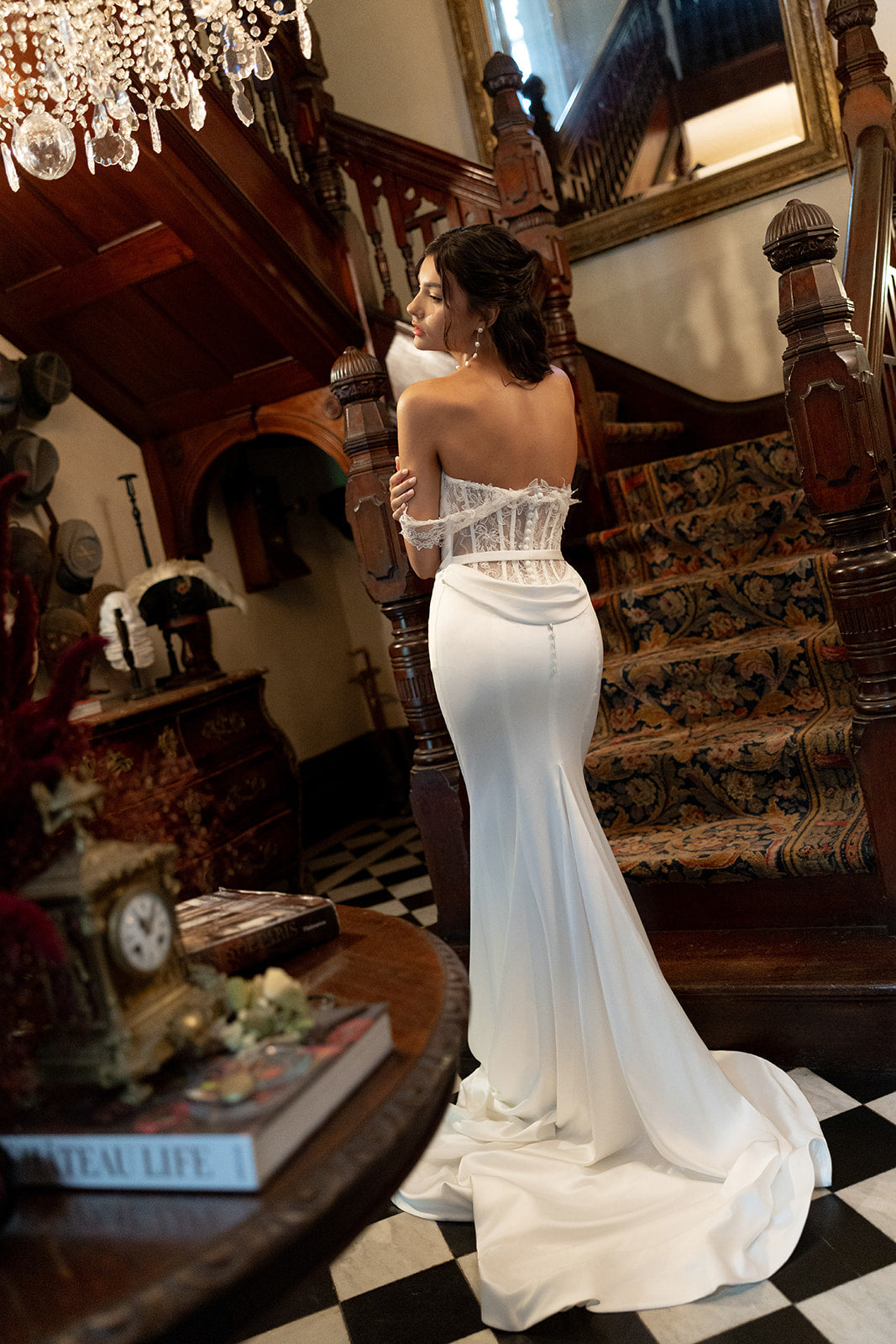 Satin Mermaid Wedding Dress with Lace Corset Back