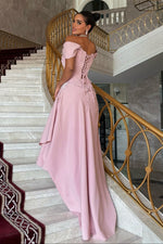 Off-the-Shoulder Corset Gown with Beaded Bodice