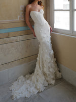 Strapless Corset Mermaid Wedding Dress with 3D Flowers