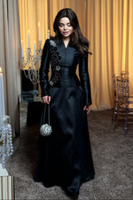 Elegant Long Sleeve Satin A-Line Evening Gown