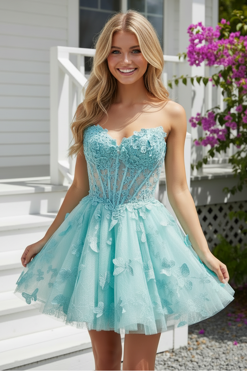 Strapless Sweetheart Corset A-Line Mini Dress