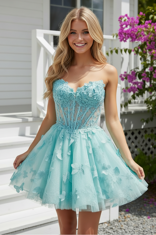 Strapless Sweetheart Corset A-Line Mini Dress