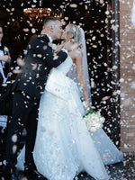 Strapless Ruched Wedding Dress with Overskirt