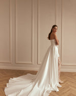 Strapless Satin A-Line Wedding Gown with Slit