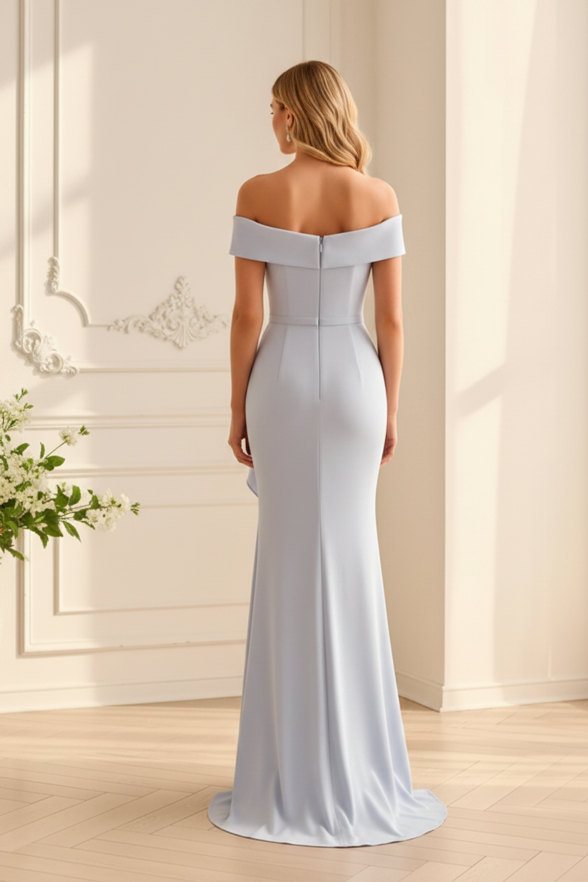 Off-Shoulder Beaded Mermaid Evening Gown