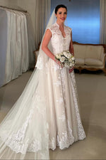 High Neck Lace A-Line Wedding Dress