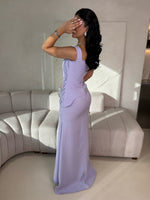 Square Neck Beaded Peplum Two-Piece Evening Gown