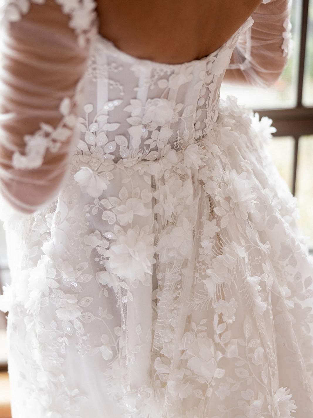 Off-The-Shoulder 3D Floral Corset Wedding Dress