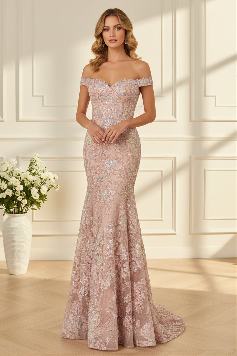Off-the-Shoulder Lace Mermaid Gown