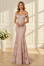 Off-the-Shoulder Lace Mermaid Gown