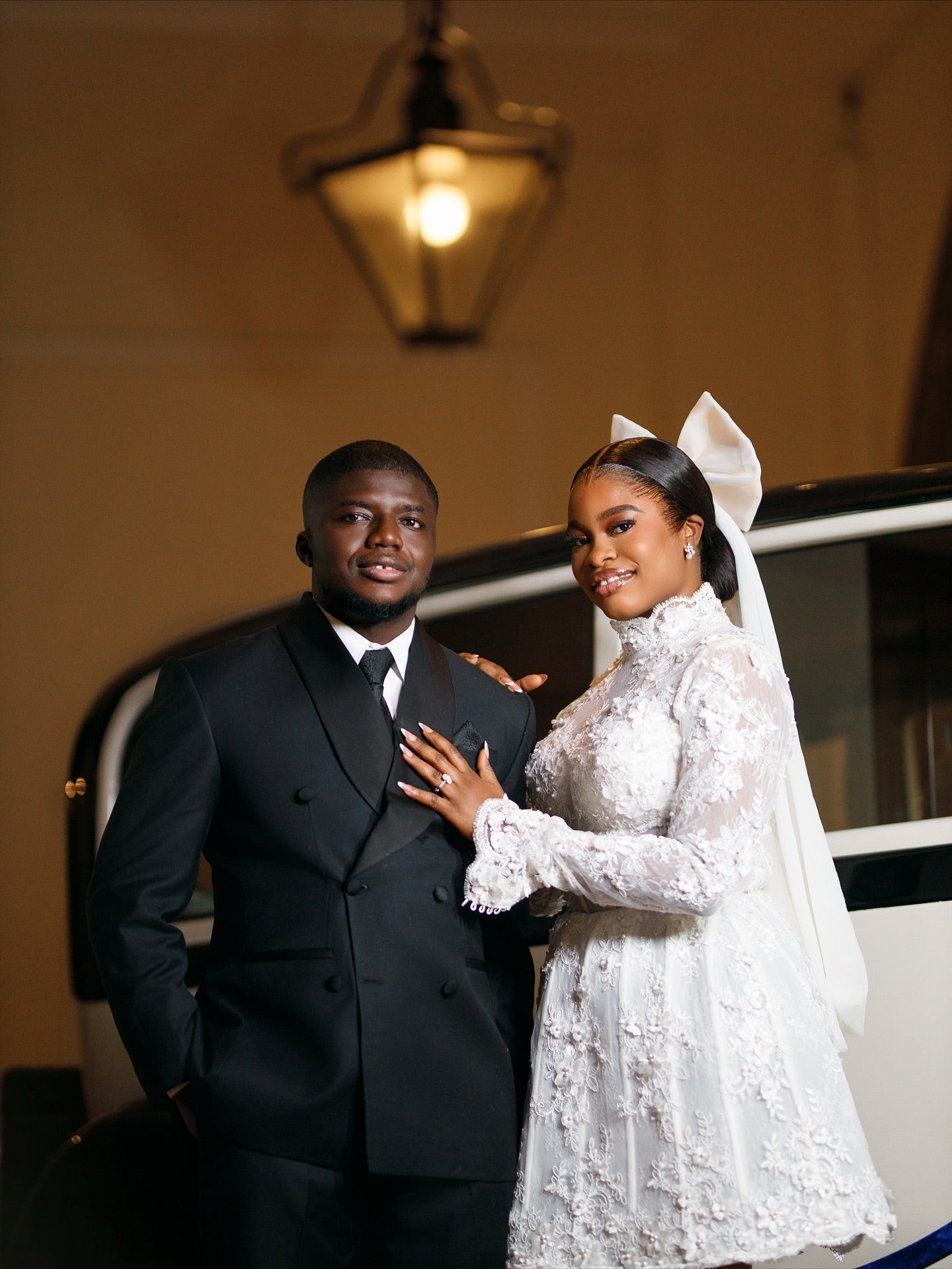High Neck Lace Mini Wedding Dress with Long Sleeves
