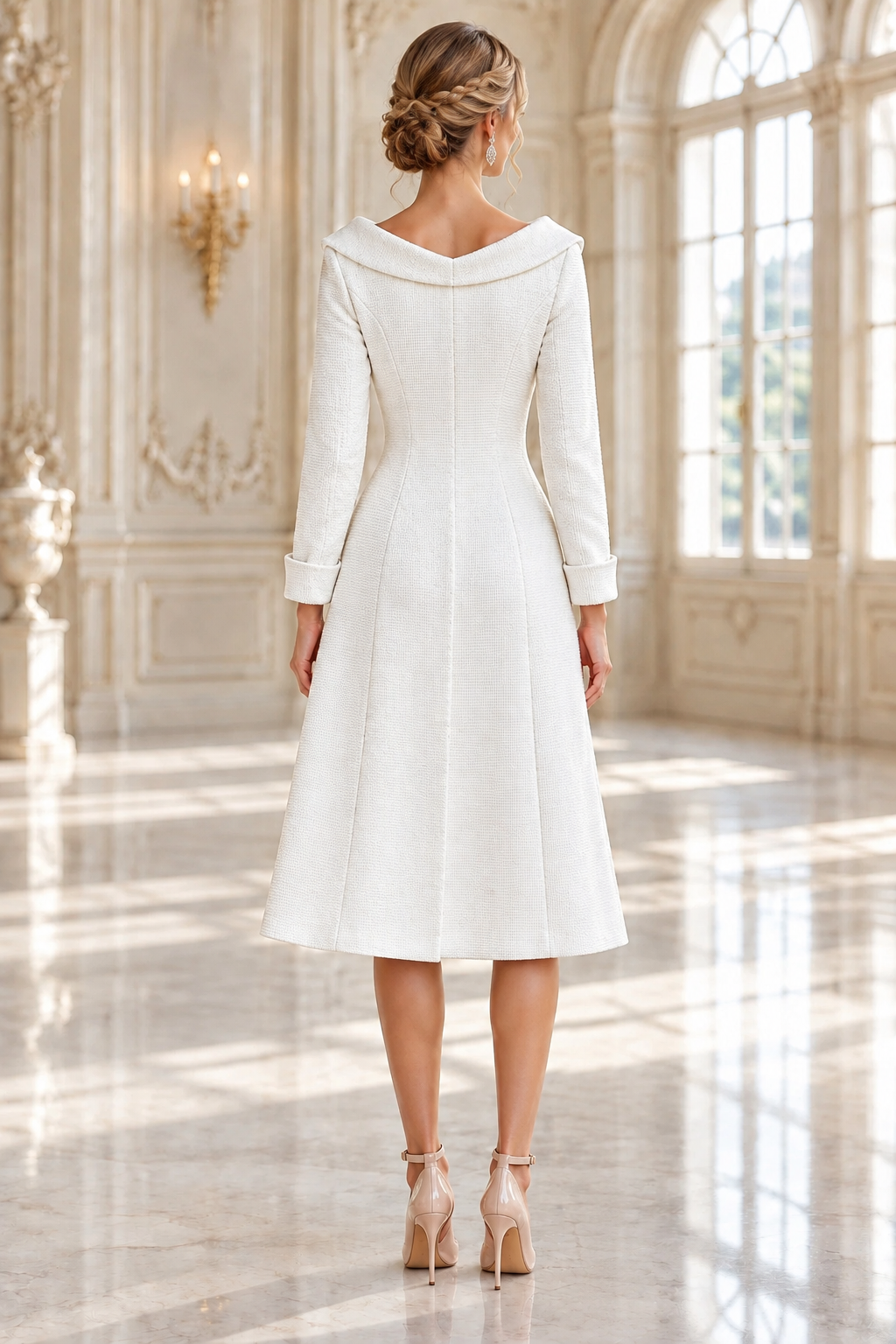 Collared Button-Front A-Line Coat Dress