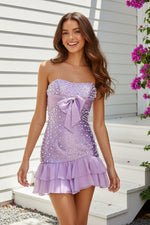Strapless Pearl-Embellished Corset Mini Dress