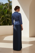 Satin Wrap Mock Two-Piece Evening Gown