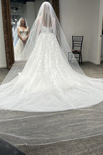 3D Floral Lace Wedding Dress with Detachable Train