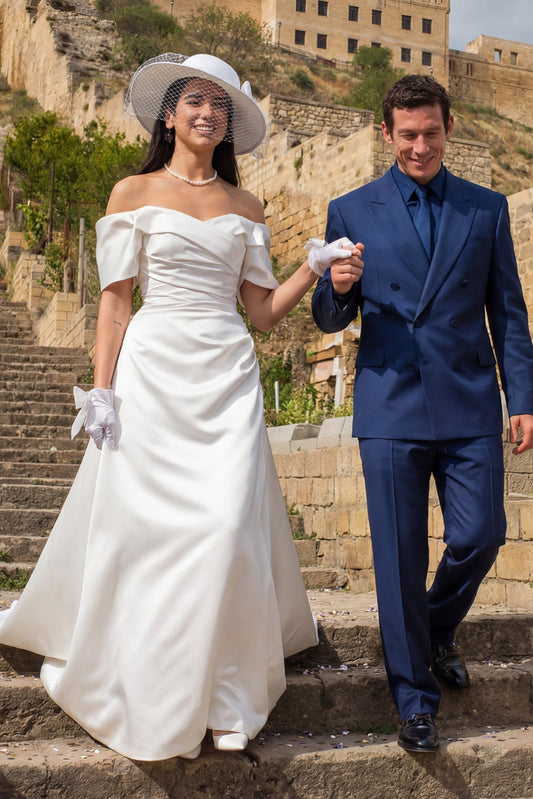 Off-the-Shoulder Satin A-Line Wedding Dress