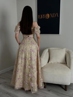 Floral Embroidered Off-Shoulder Ball Gown