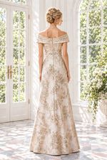 Off-the-Shoulder Jacquard Maxi Dress
