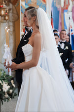 Strapless Ruched Wedding Dress with Overskirt
