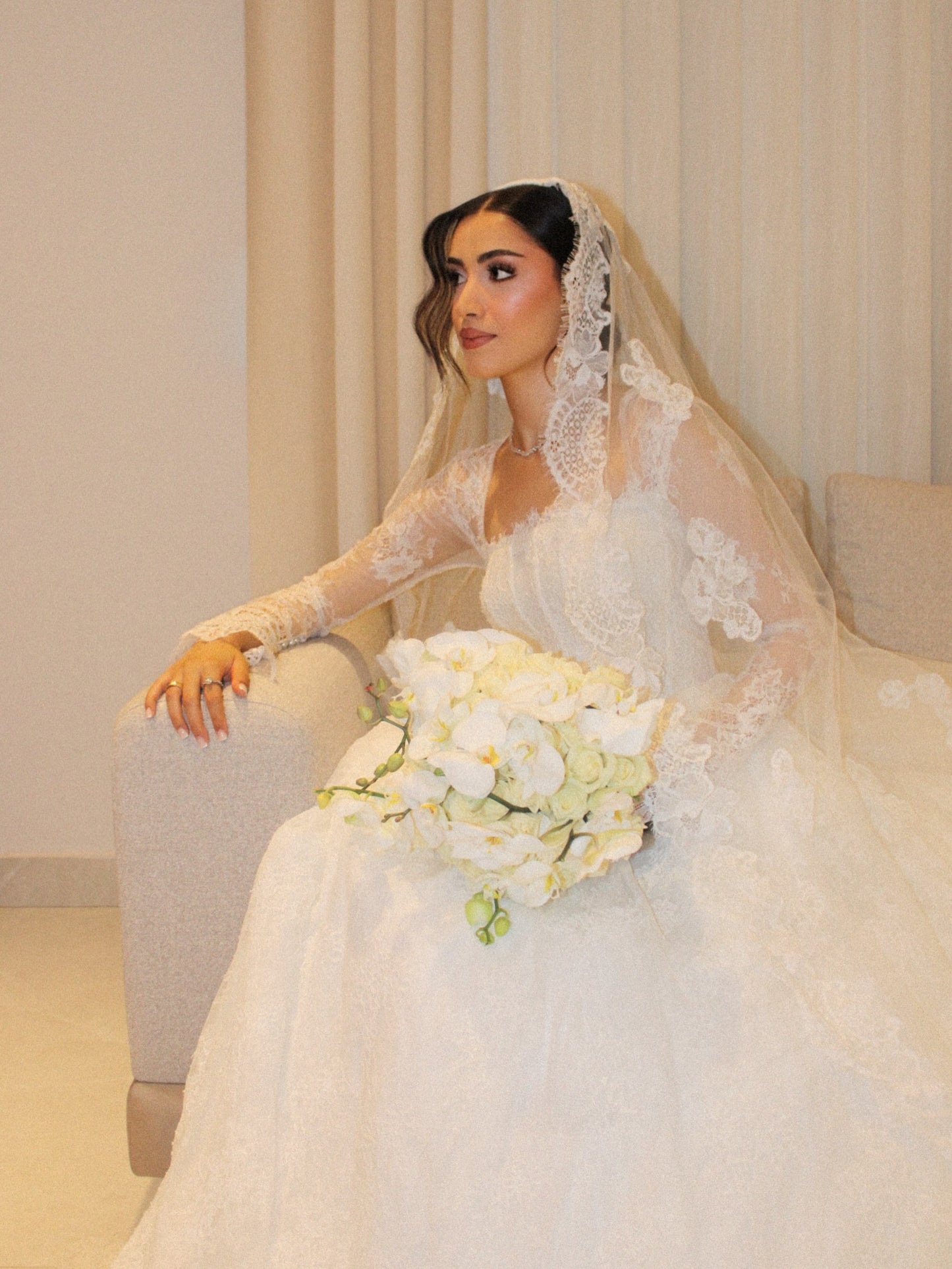 Long Sleeve Lace Ball Gown Wedding Dress