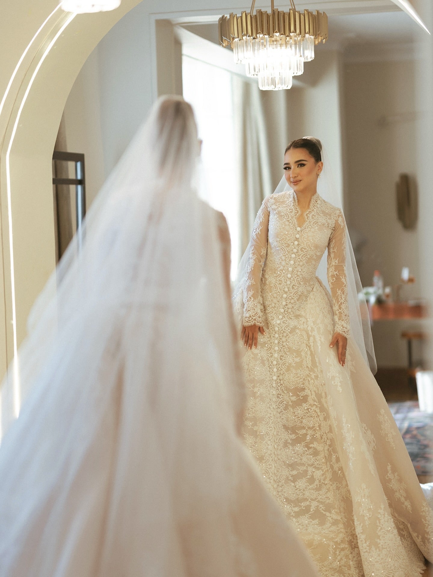 Long Sleeve Lace Ball Gown Wedding Dress