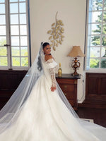 Off-the-Shoulder Mermaid Wedding Dress with Overskirt