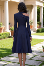 Asymmetric Cut-Out Long Sleeve Midi Dress