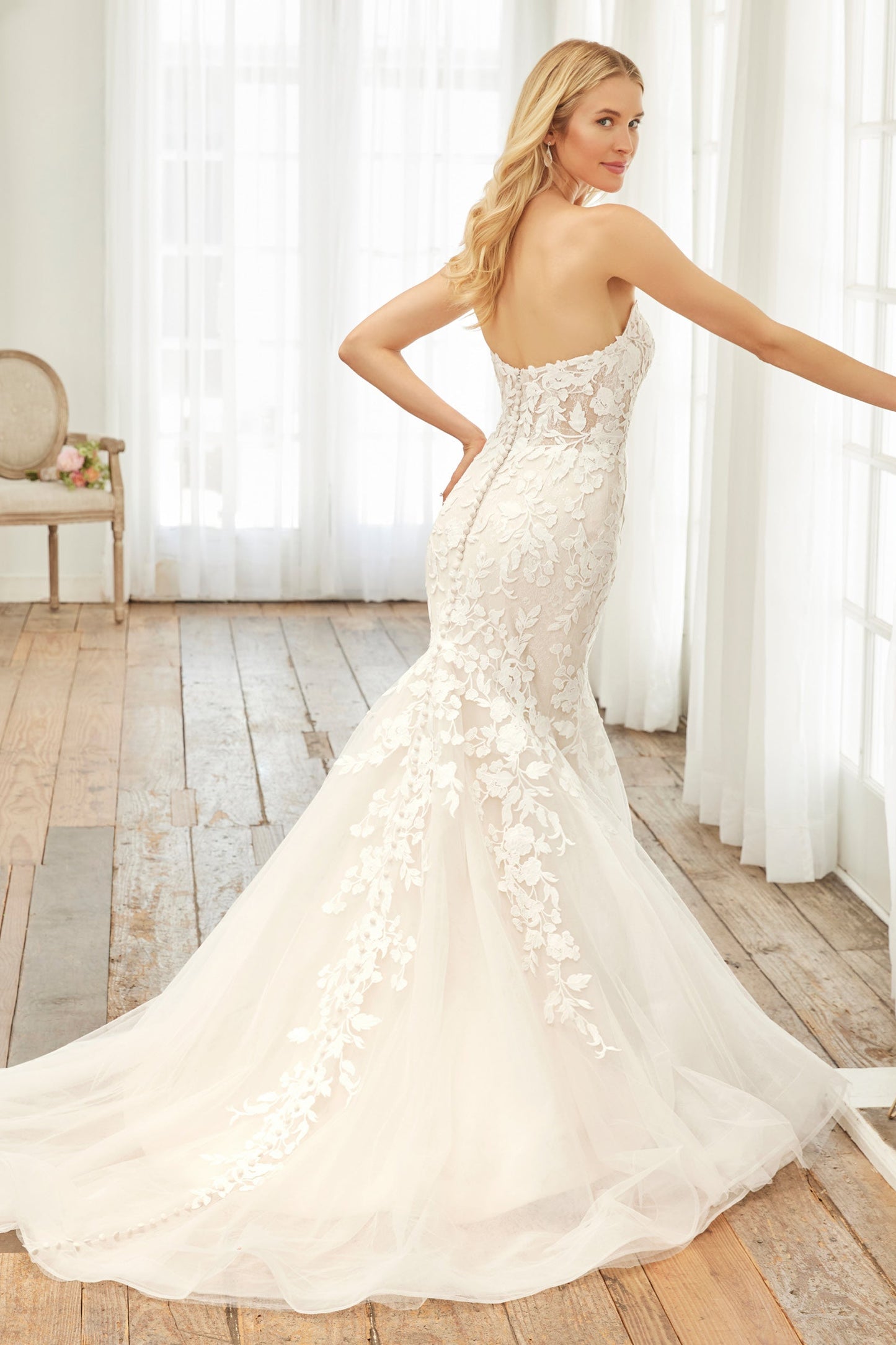 Strapless Lace Mermaid Wedding Dress with Sleeves