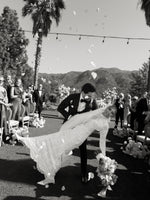 Long Sleeve Illusion Lace Wedding Dress with Train