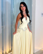Strapless Beaded Basque Waist Chiffon Evening Gown