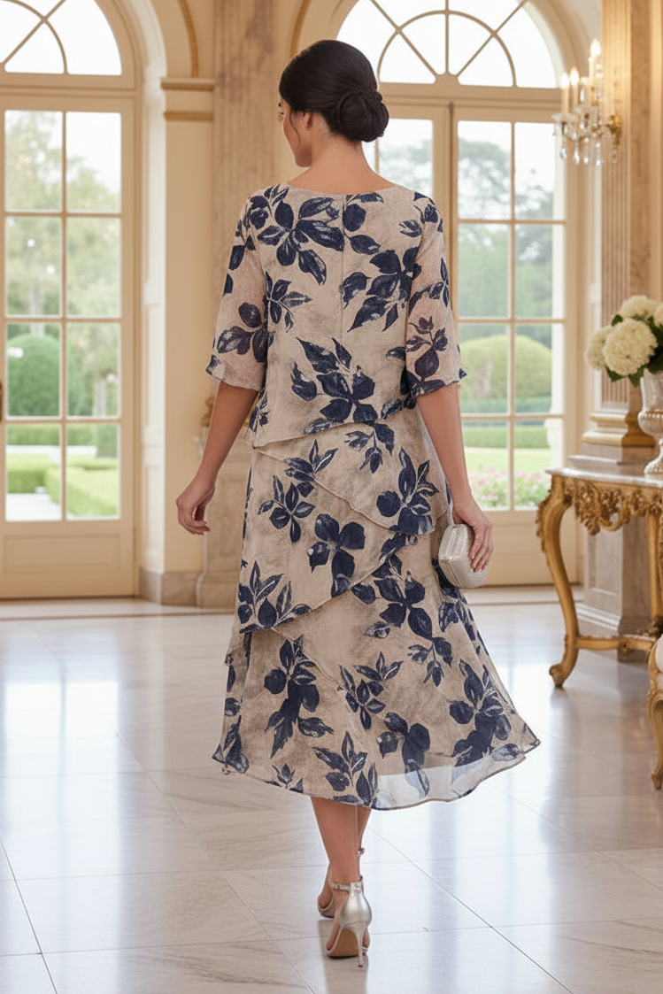 Floral Tiered Midi Dress with Flutter Sleeves