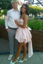 Strapless Bubble Skirt Mini Dress with Back Bow