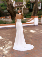 Halter Keyhole Mermaid Wedding Dress with Back Bow