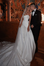 Strapless Ruched Wedding Dress with Overskirt
