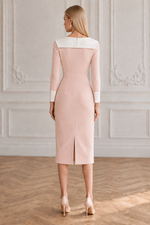 Collared Midi Sheath Dress with Long Sleeves