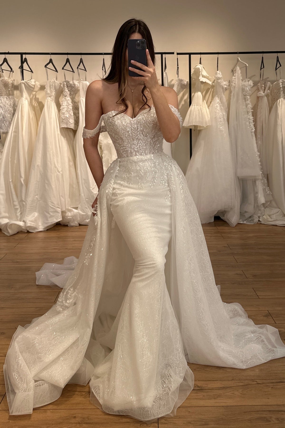 Beaded Mermaid Wedding Dress with Overskirt