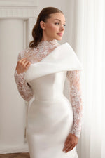 High Neck Lace Long Sleeve Trumpet Wedding Dress
