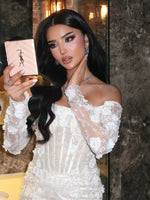 Off-the-Shoulder 3D Floral Lace Mermaid Wedding Dress
