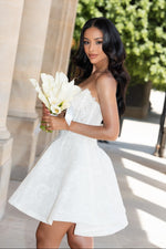 Strapless Lace Fit & Flare Mini Wedding Dress