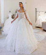 Strapless Lace Corset Ball Gown Wedding Dress