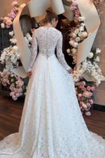 Lace Long Sleeve Ball Gown Wedding Dress