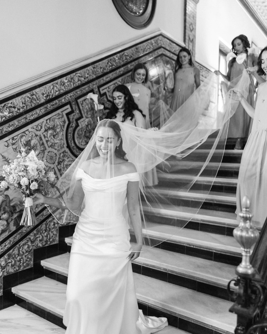 Off-the-Shoulder Cowl Neck Satin Wedding Dress